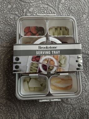 Brookstone White and Clear 8-Compartment Divided Serving Tray
